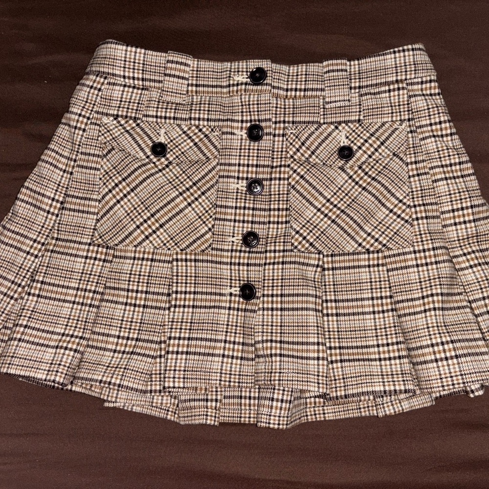 American Eagle Plaid Button-Up Mini Skirt
